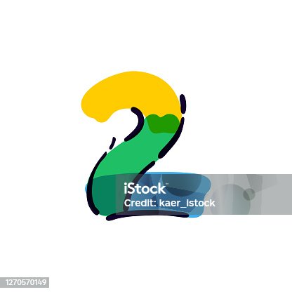 istock Number two logo handwritten with a multicolor felt-tip pen. 1270570149
