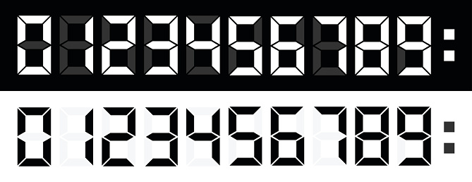 LED Numbers On Black and white background