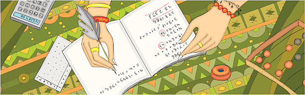 ilustrações de stock, clip art, desenhos animados e ícones de numerology arithmancy mão do banner - numerologia