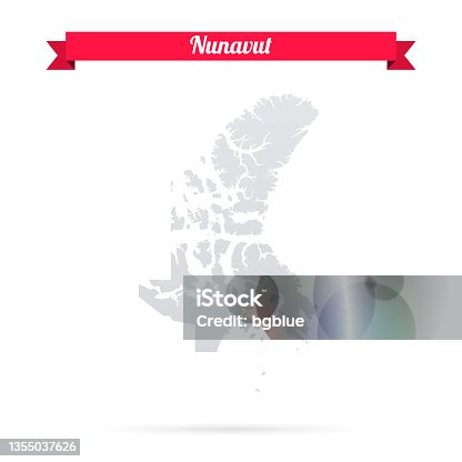 istock Nunavut map on white background with red banner 1355037626