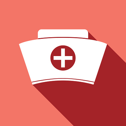 Nurse hat icon with long shadow.