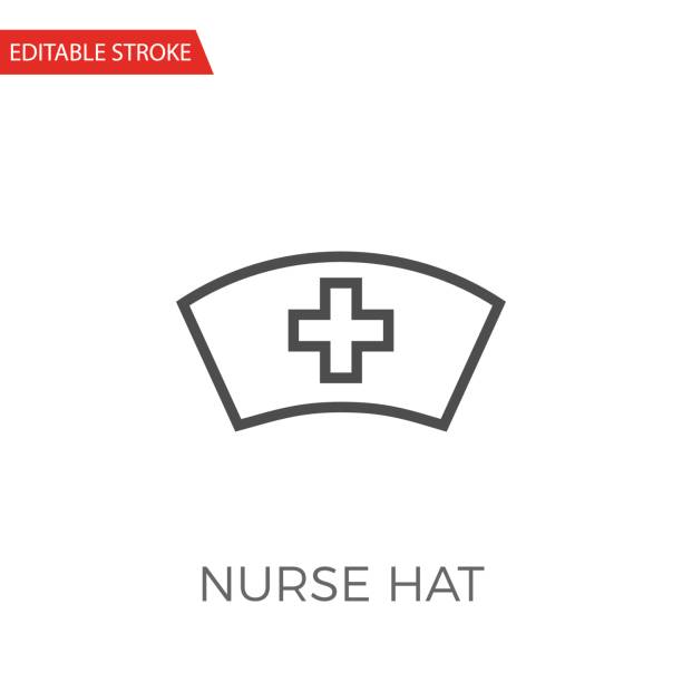 Nurse Hat Thin Line Vector Icon. Nurse Hat Thin Line Vector Icon. Flat Icon Isolated on the White Background. Editable Stroke EPS file. Vector illustration. nurse symbols stock illustrations