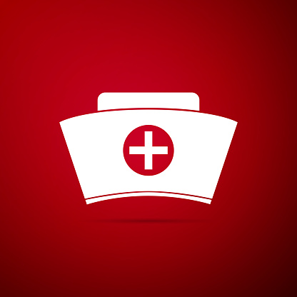 Nurse Hat With Cross Icon Isolated On Red Background Medical Nurse Cap Sign Flat Design Vector Illustration Stock Illustration Download Image Now Istock