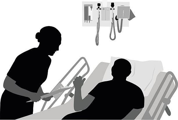 Nurse'n Patient A-Digit hospital silhouettes stock illustrations
