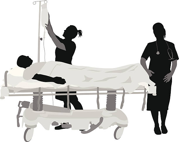 Nursing Duties A-Digit  bed furniture silhouettes stock illustrations