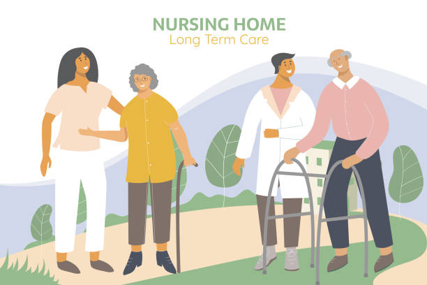 stockillustraties, clipart, cartoons en iconen met nursing_home - bejaardenhuis