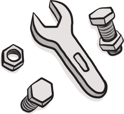 nuts, bolts and wrench cartoon