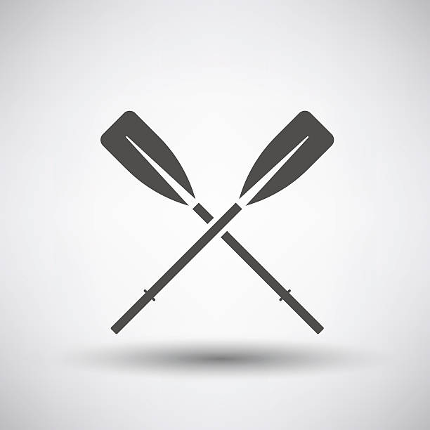 Oars Icon Fishing icon with boat oars over gray background. Vector illustration. river silhouettes stock illustrations