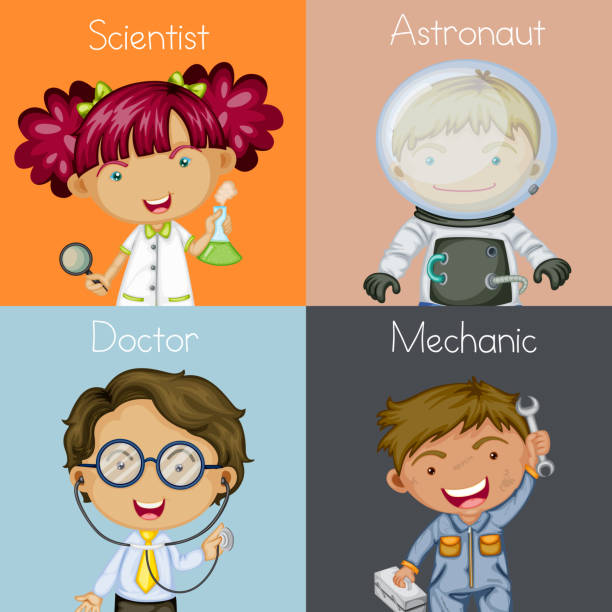 Occupation Illustration of different occupations mechanic clipart stock illustrations