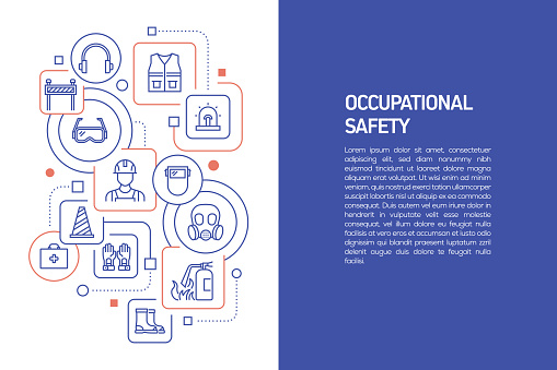 Occupational Safety Concept, Vector Illustration of Occupational Safety with Icons