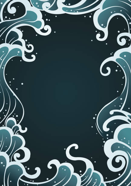 Ocean wave in oriental style border vector for decoration on Asia artwork theme design. Ocean wave in oriental style border vector for decoration on Asia artwork theme design. water borders stock illustrations