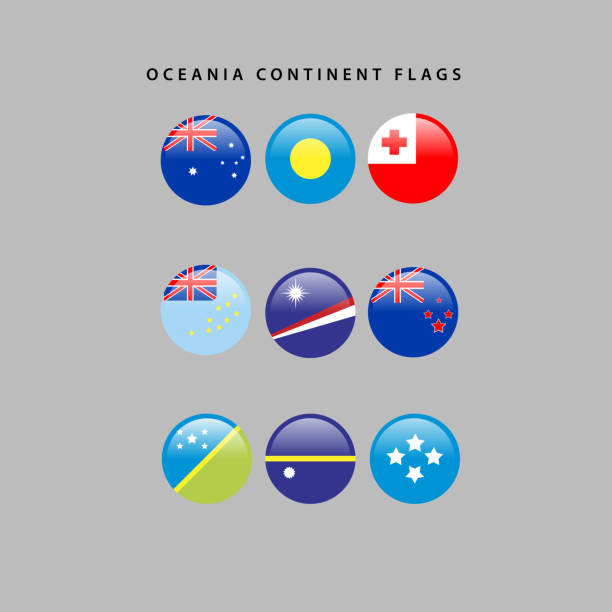 stockillustraties, clipart, cartoons en iconen met vlaggen van oceanië - zeeland