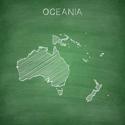 oceania map blackboard chalkboard drawn
