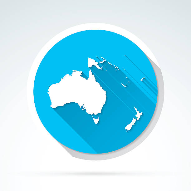 oceania map icon, flat design, long shadow - cook islands stock illustrations