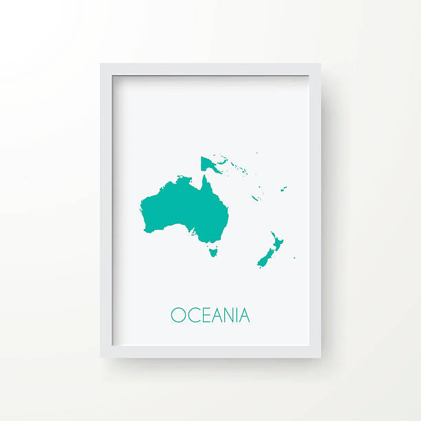 oceania map in frame on white background - cook islands stock illustrations