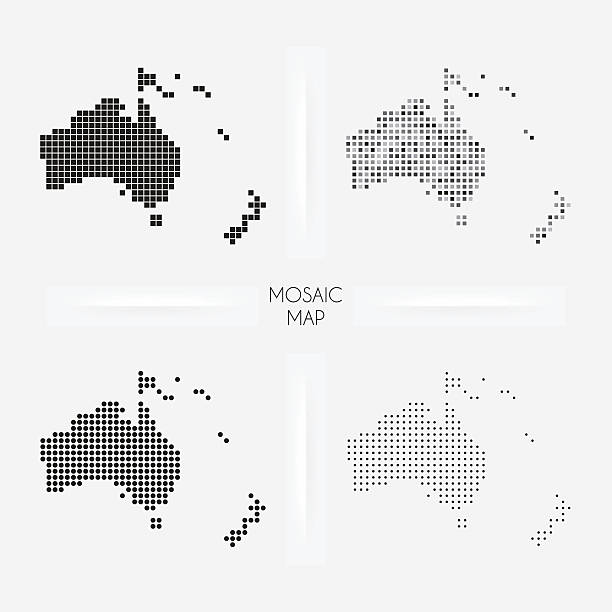 океания карты-мозаика squarred и в горошек - cook islands stock illustrations