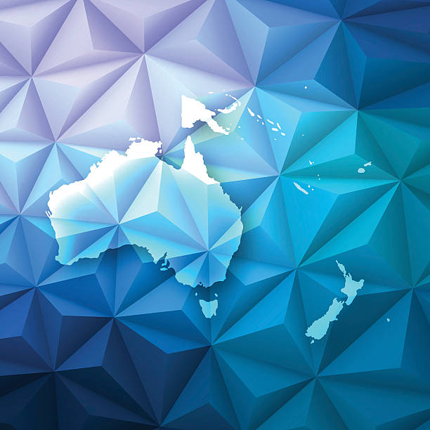 oceania on abstract polygonal background - low poly, geometric - cook islands stock illustrations