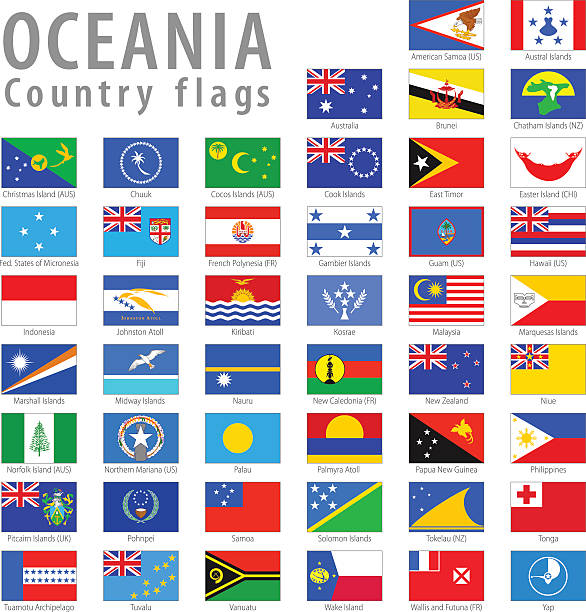 океания векторные флаги национальный простой - cook islands stock illustrations