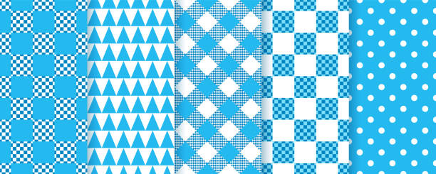 octoberfest seamless patterns. checkered backgrounds. vector illustration. - bayern 幅插畫檔、美工圖案、卡通及圖標