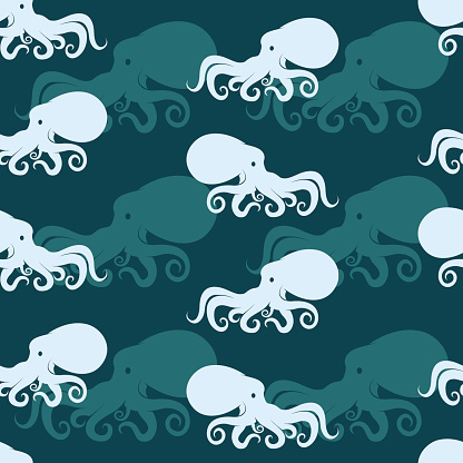 Octopus vector art background design for fabric and decor. Seamless pattern