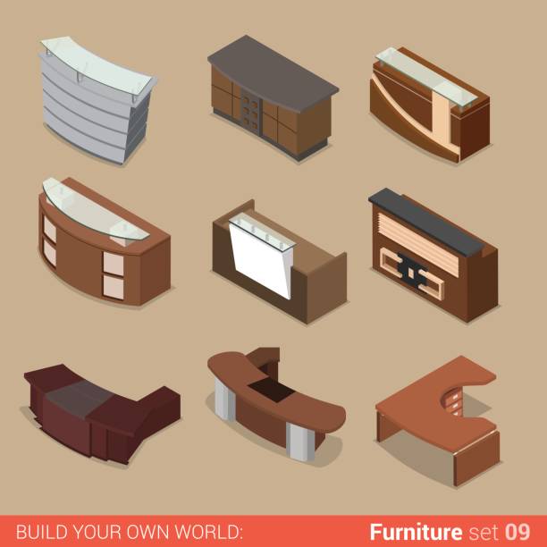 Office Furniture Set 09 Reception Boss Manager Table Room Element