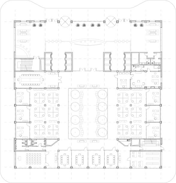 office plan Office plan architectural blueprint office designs stock illustrations