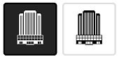 istock Office Skyscrapers Icon on  Black Button with White Rollover 1323270703