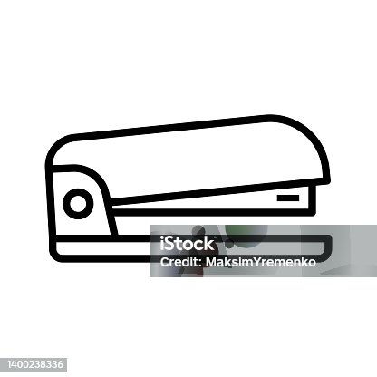 istock Office stapler icon. Stapler paper fastener, office stationery. 1400238336