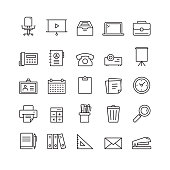 Office Supplies and Stationery Related Vector Line Icons
