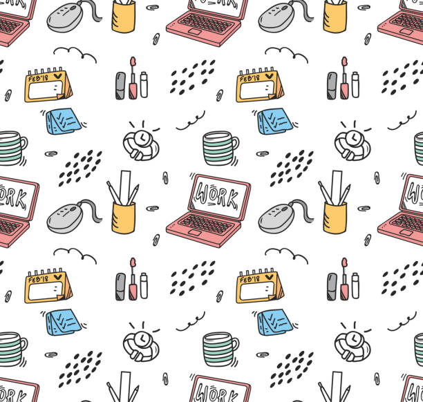 Office supplies seamless background Office supplies seamless background office patterns stock illustrations