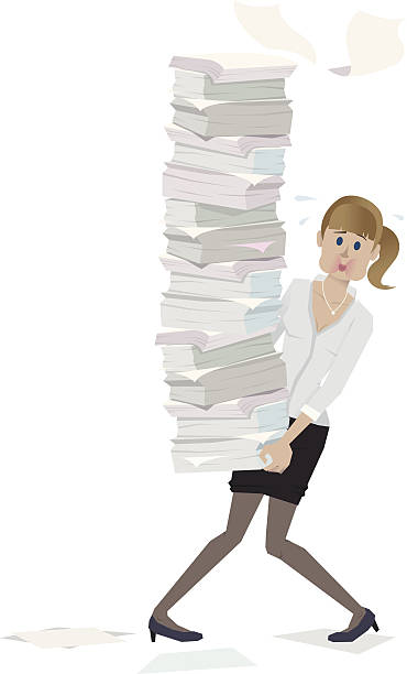 Office Woman carrying paper vector art illustration