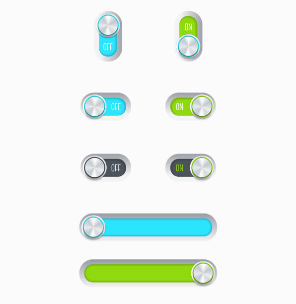 Off,On Buttons and Sliders vector art illustration