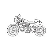 istock Off-road racing motorbike vehicle cartoon. Only black and white for coloring page, children book. 1296676761