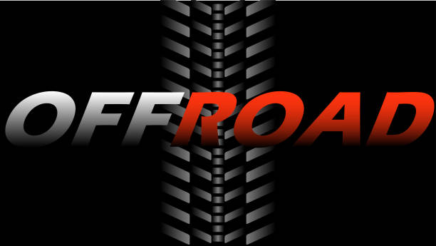 Off-road tire track logo and background vector art illustration