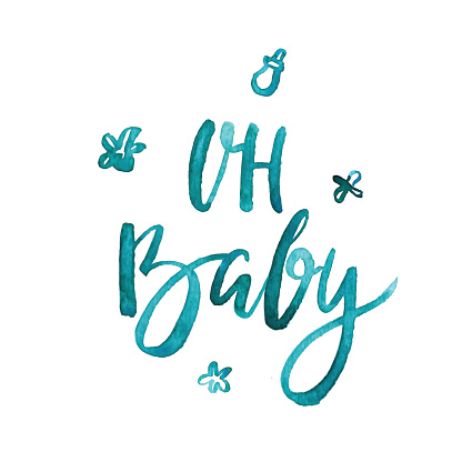 Download Oh Baby Hand Drawn Watercolor Brush Lettering For Print ...