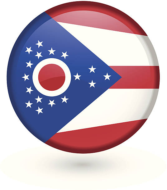 Ohio flag button vector art illustration