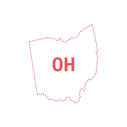 Ohio US state map outline dotted border