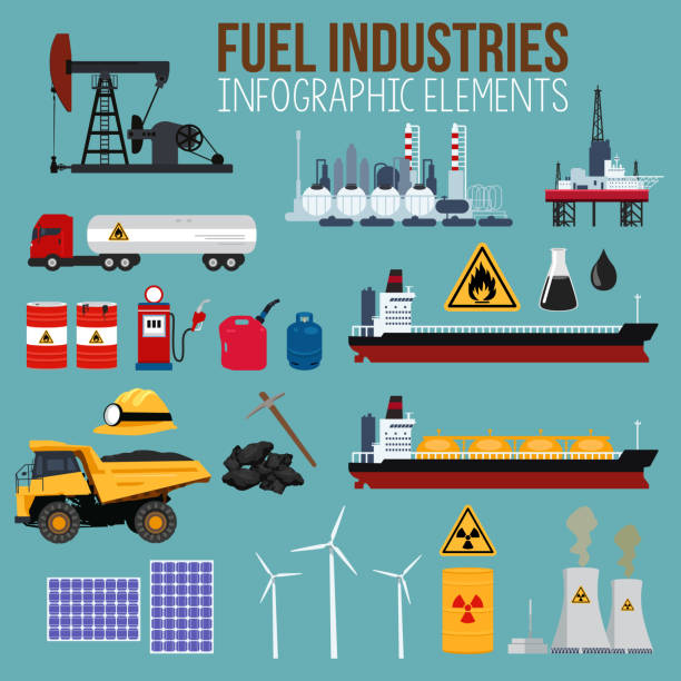 Oil and Fuel Industry Infographics Elements vector art illustration