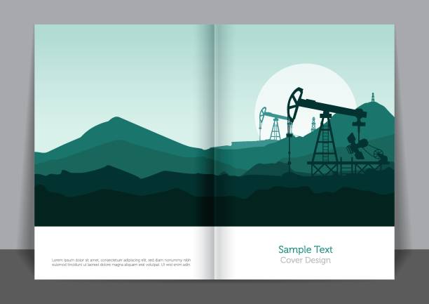 Oil Energy Cover design Oil Energy Cover design brochure silhouettes stock illustrations