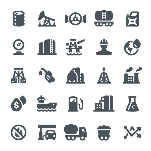 Oil Industry Icons Oil related industries chemical illustrations stock illustrations