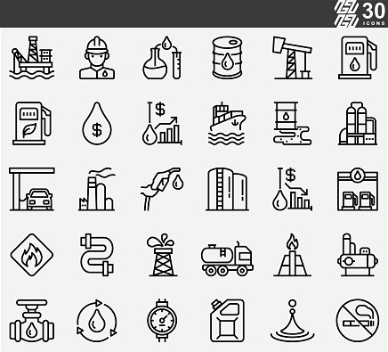 Oil Industry Line Icons