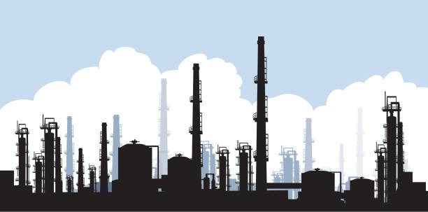 Oil Industry Silhouette Oil Industry Silhouette is a vector illustration. oil industry stock illustrations
