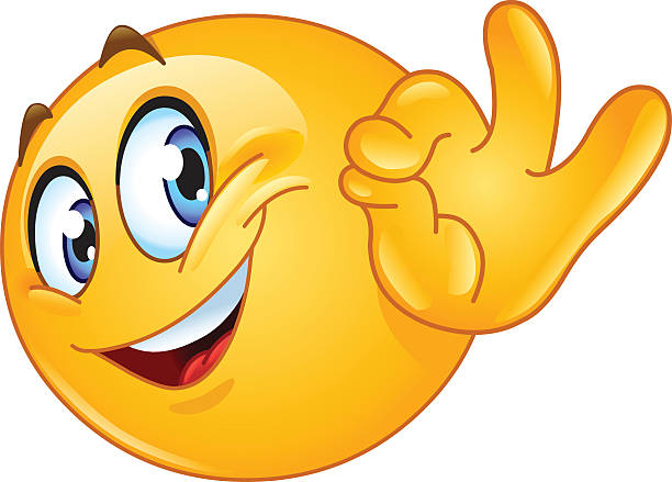 Ok sign emoticon Emoticon showing ok sign big smile emoji stock illustrations