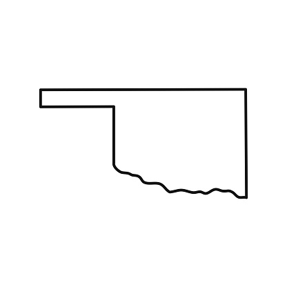 Oklahoma. Map black outline state USA. Vector Illustration.