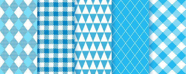 oktoberfest blue seamless patterns. lozenge diamond textures. vector illustration. - bayern 幅插畫檔、美工圖案、卡通及圖標