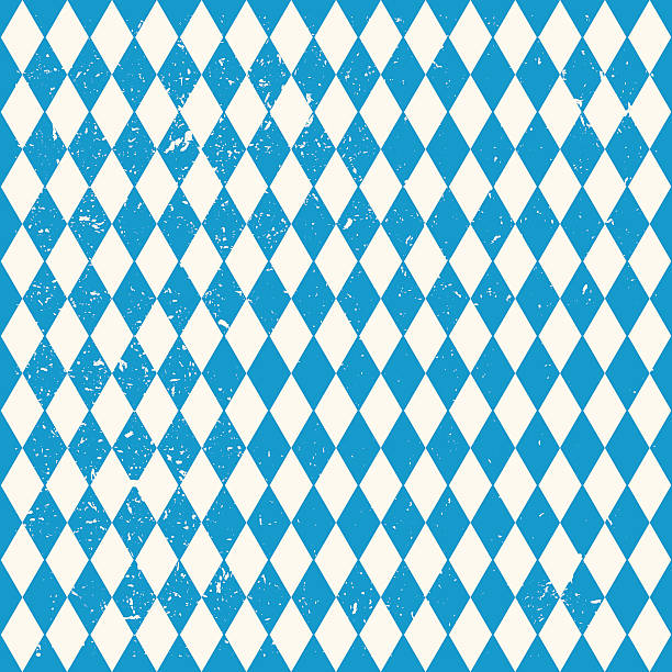 Oktoberfest seamless pattern with rhombus Oktoberfest seamless pattern with blue and white rhombus, flag of Bavaria, vector old diamonds background with cracks and dust harlequin stock illustrations