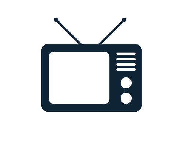 altes analoges fernseh-set mit antennen - tv stock-grafiken, -clipart, -cartoons und -symbole