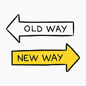 istock Old and new way conceptual hand drawn vector illustration 1333902867