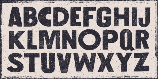 altes fettes verschwendetes alphabet - v1 - font stock-grafiken, -clipart, -cartoons und -symbole