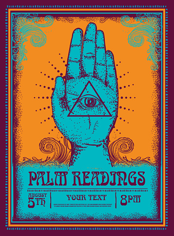 Old fashioned Palm Readings Poster design template